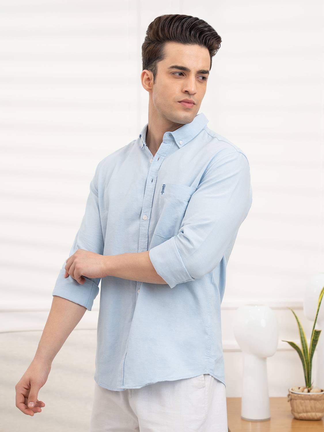 RED TAPE Men Solid Casual Blue Shirt - Image 2