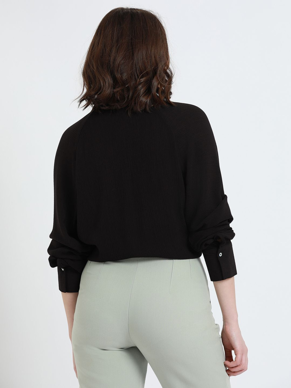 Image of DL Woman Women Solid Casual Black Shirt