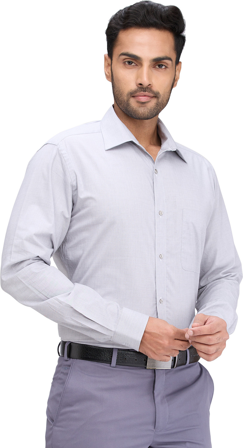 Image of Raymond Men Solid Formal Grey Shirt