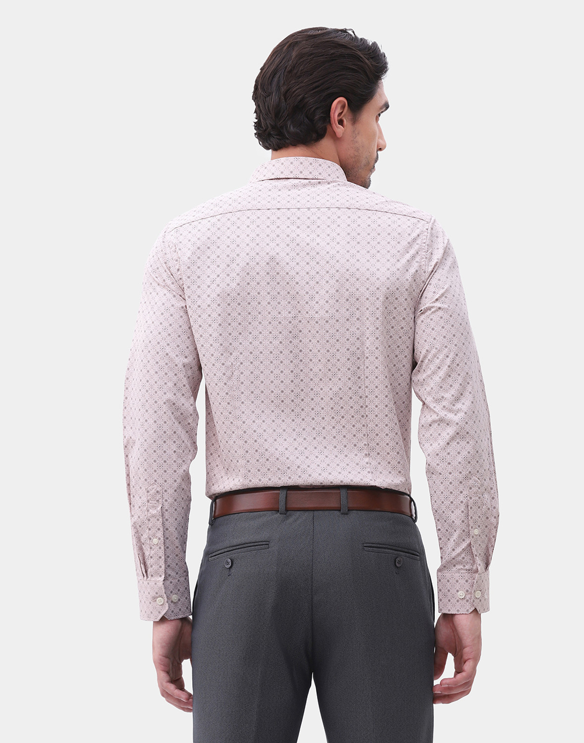 Image of Blackberrys Men Slim Fit Printed Spread Collar Formal Shirt