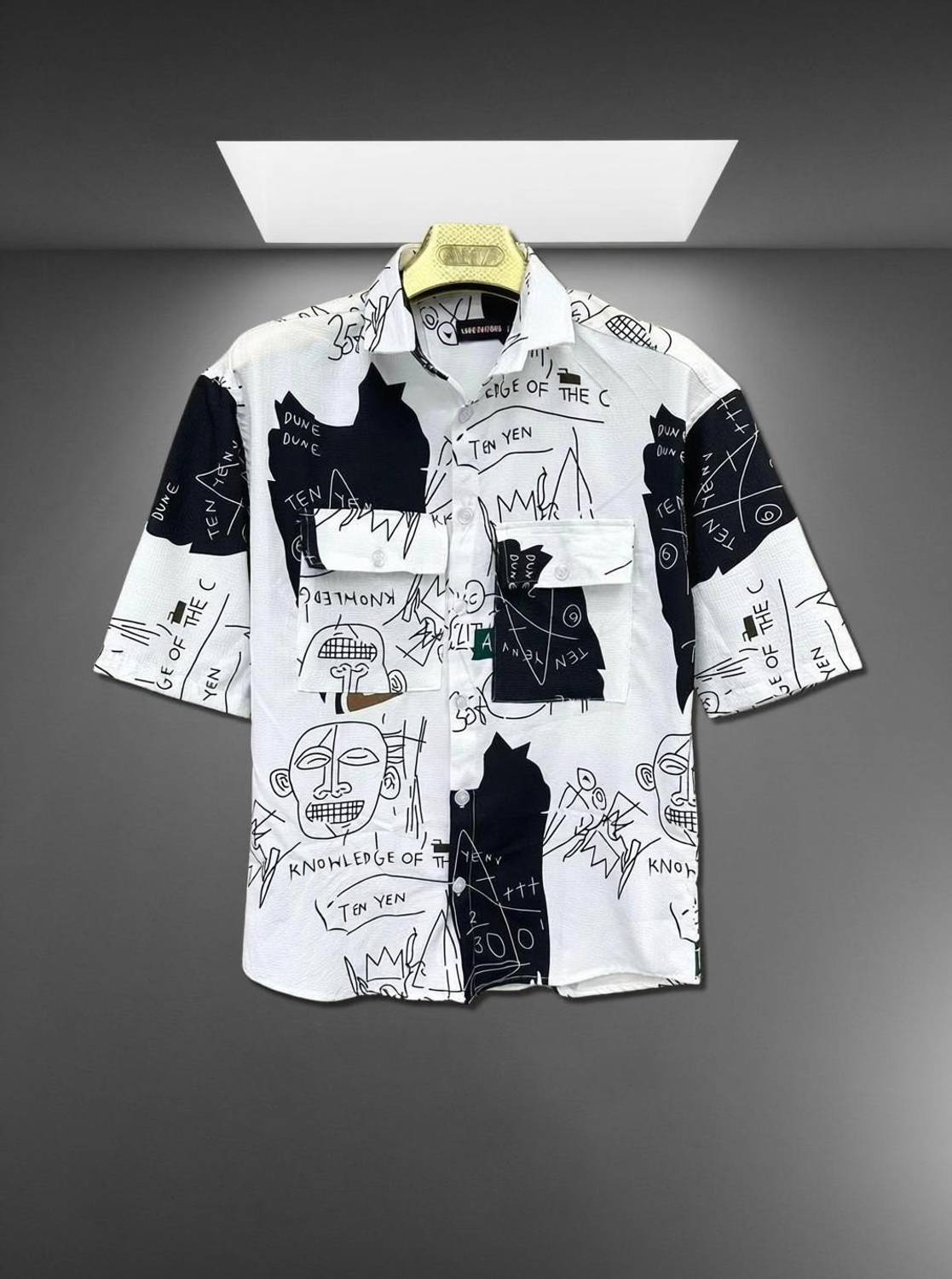 AKSK Men & Women Printed Casual White Shirt