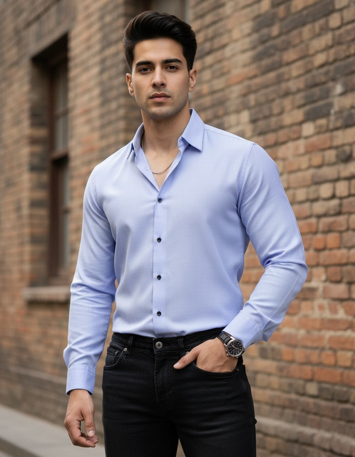 Image of RICH STAG Men Solid Casual Purple Shirt