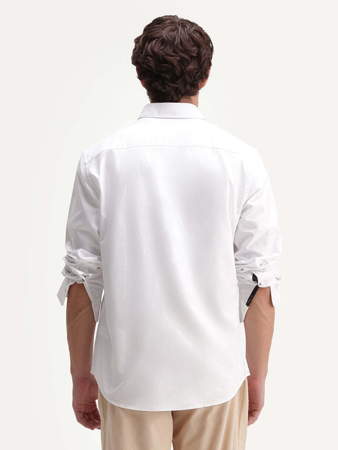 Image of RARE RABBIT Men Solid Casual White Shirt