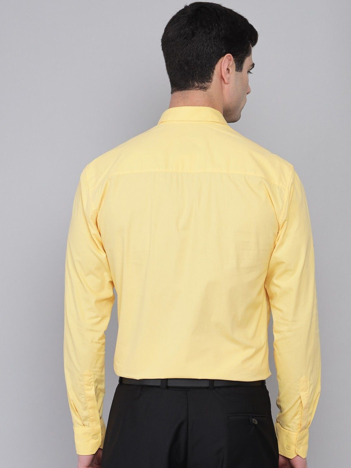 Image of Kibit Men Solid Formal Yellow Shirt