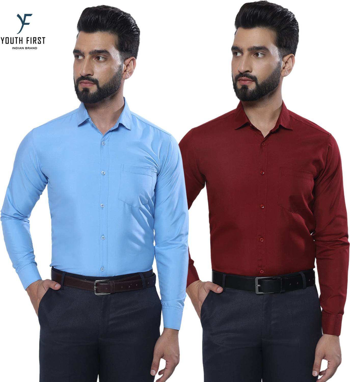 youth first Men Relaxed Fit Fit Solid Spread Collar Formal Shirt