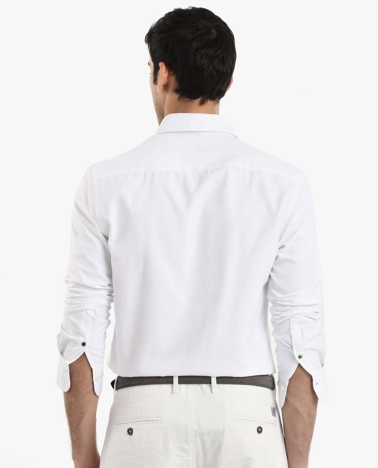 Image of RARE RABBIT Men Solid Formal White Shirt