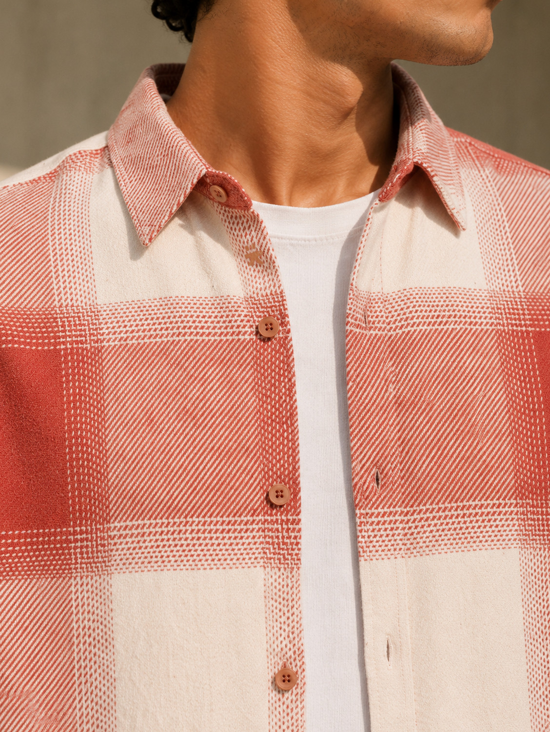 Image of CAHOOT Men Regular Fit Checkered Spread Collar Casual Shirt
