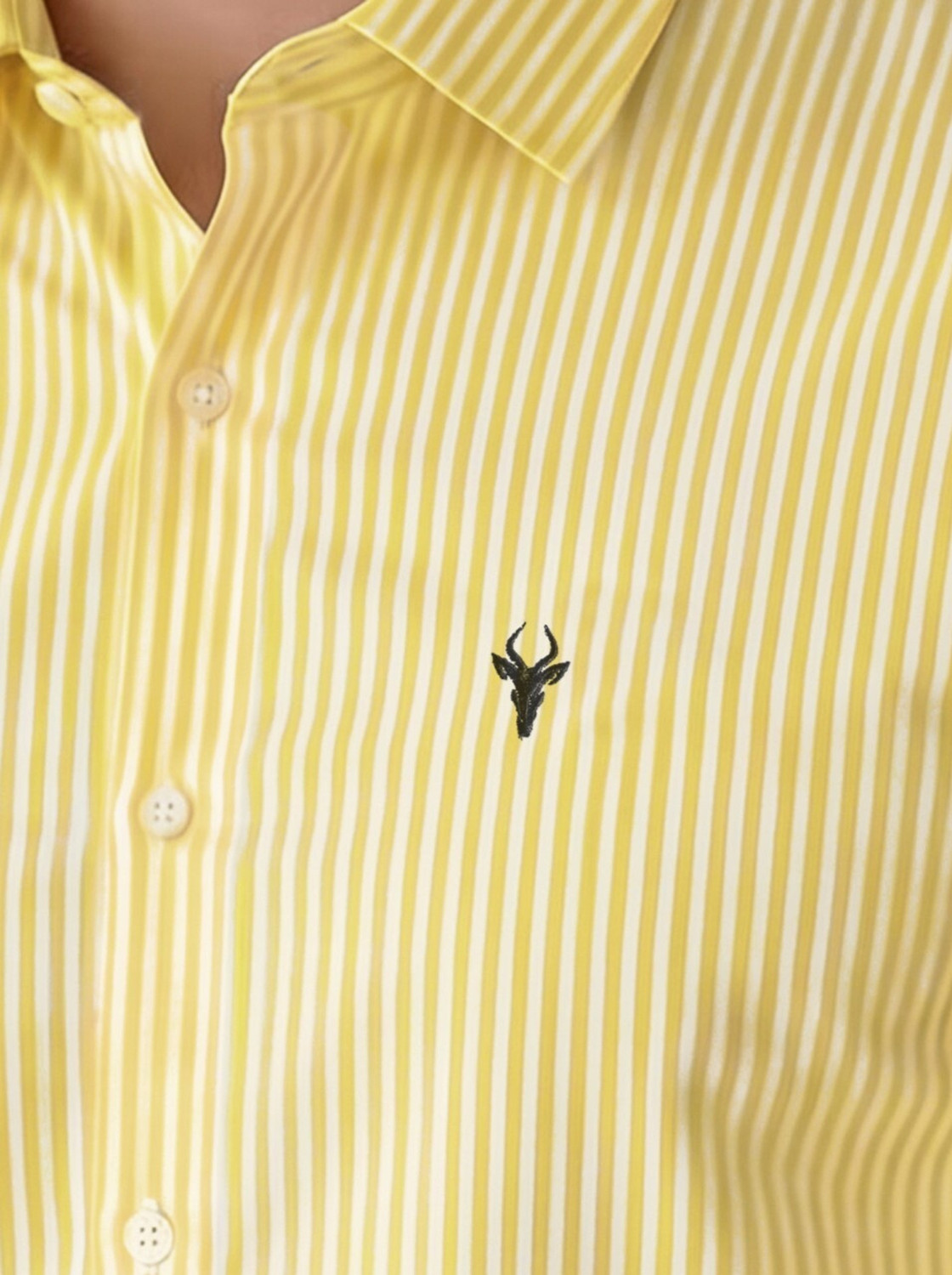 Image of VG BROTHER Men Striped Casual Yellow Shirt