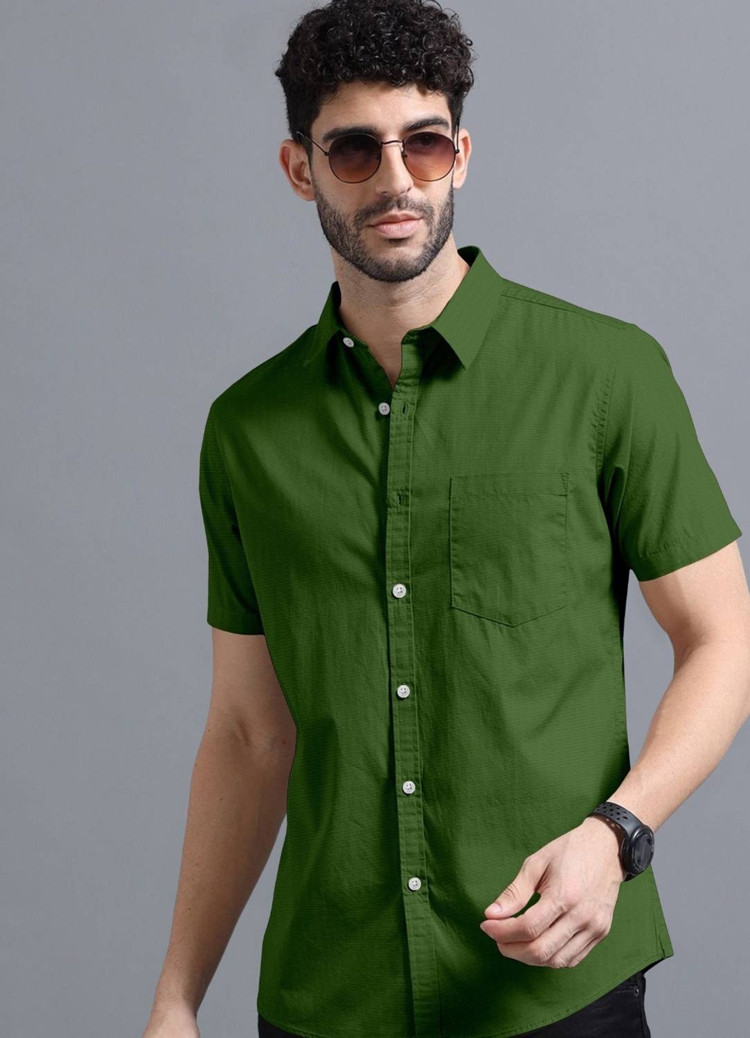 VTEXX Men Solid Casual Green Shirt - Buy VTEXX Men Solid Casual