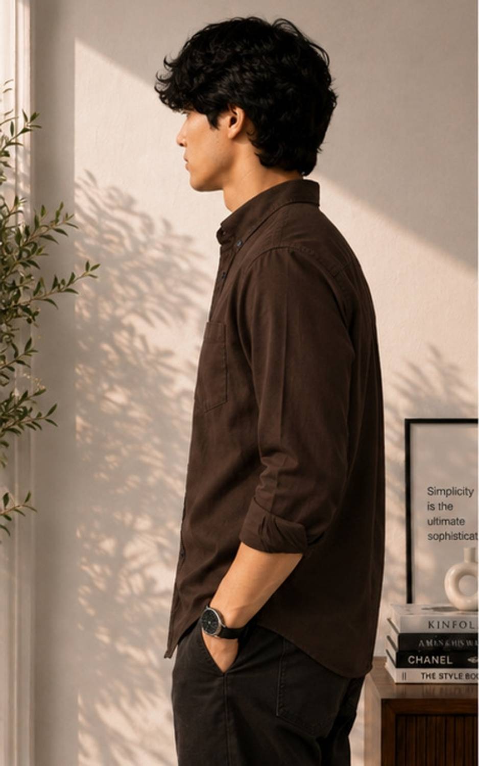 FNT Men Solid Brown Formal Shirt - Image 2