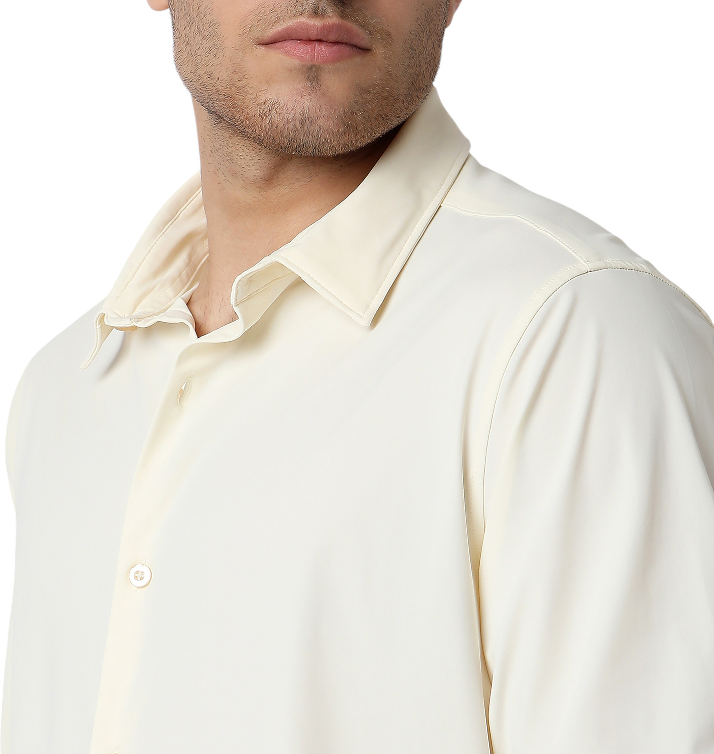 Image of Spykar Men Solid Casual Beige Shirt