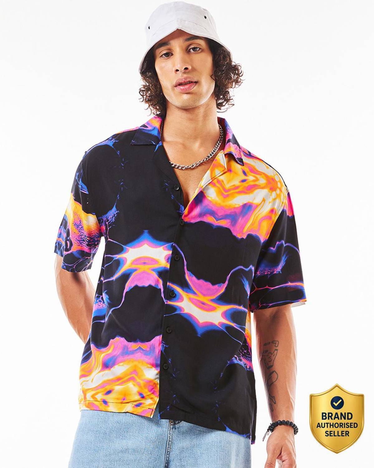 BEWAKOOF Men Printed Casual Black Shirt