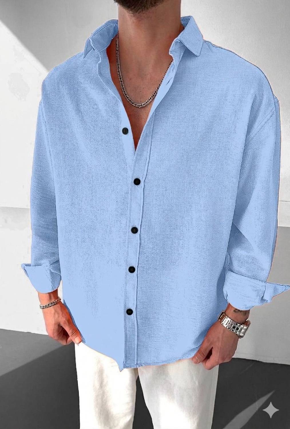 Flipkart SmartBuy Men Light Blue Shirt - Image 3