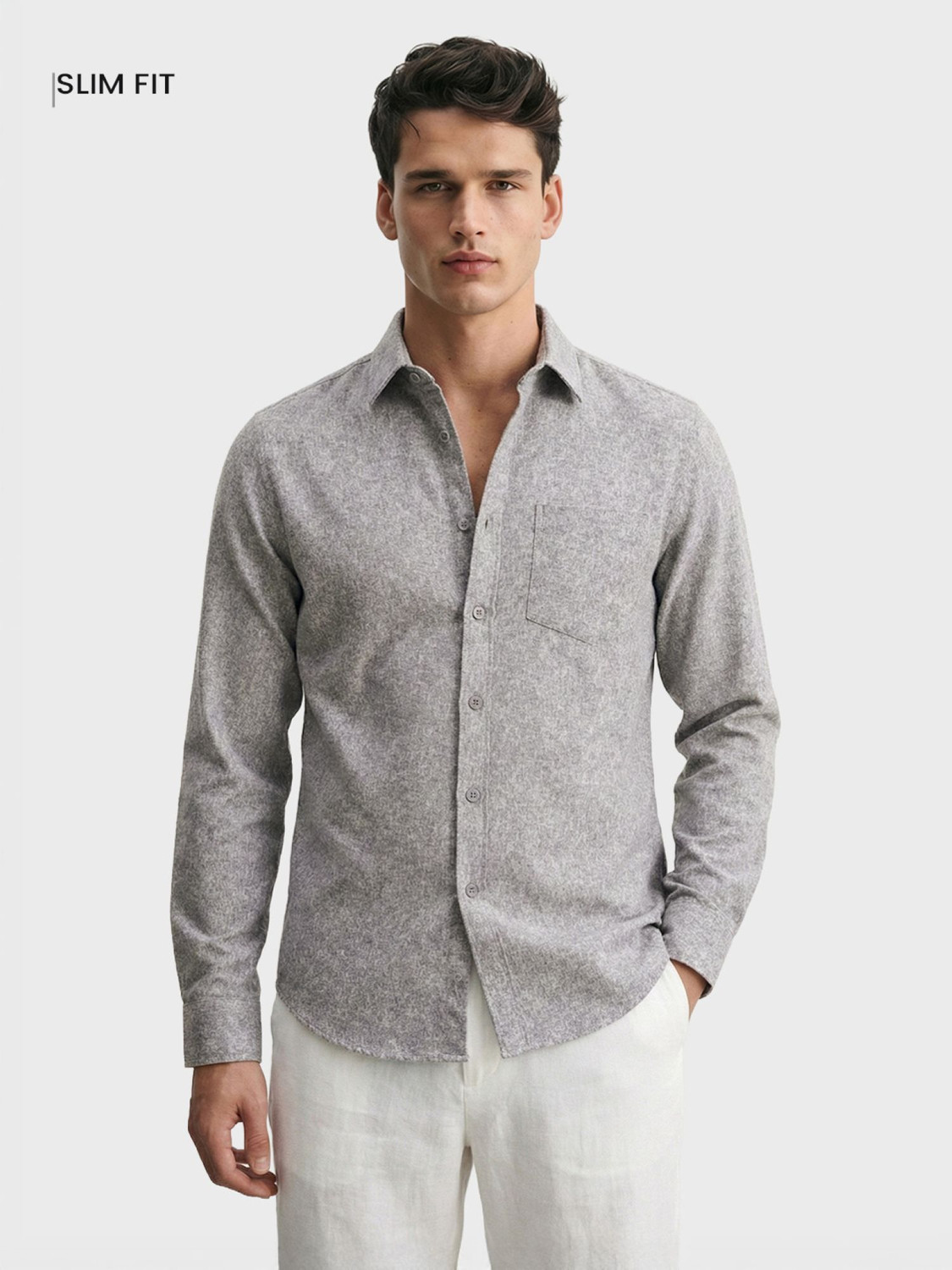 Image of The Indian Garage Co. Men Solid Casual Grey Shirt