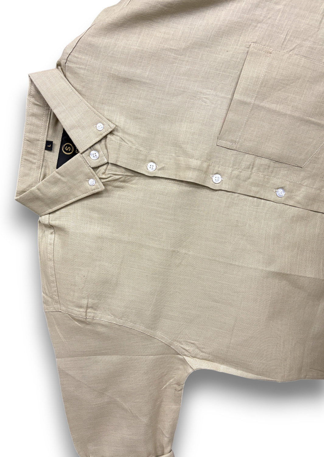 Image of METRONAUT Men Solid Casual Beige Shirt