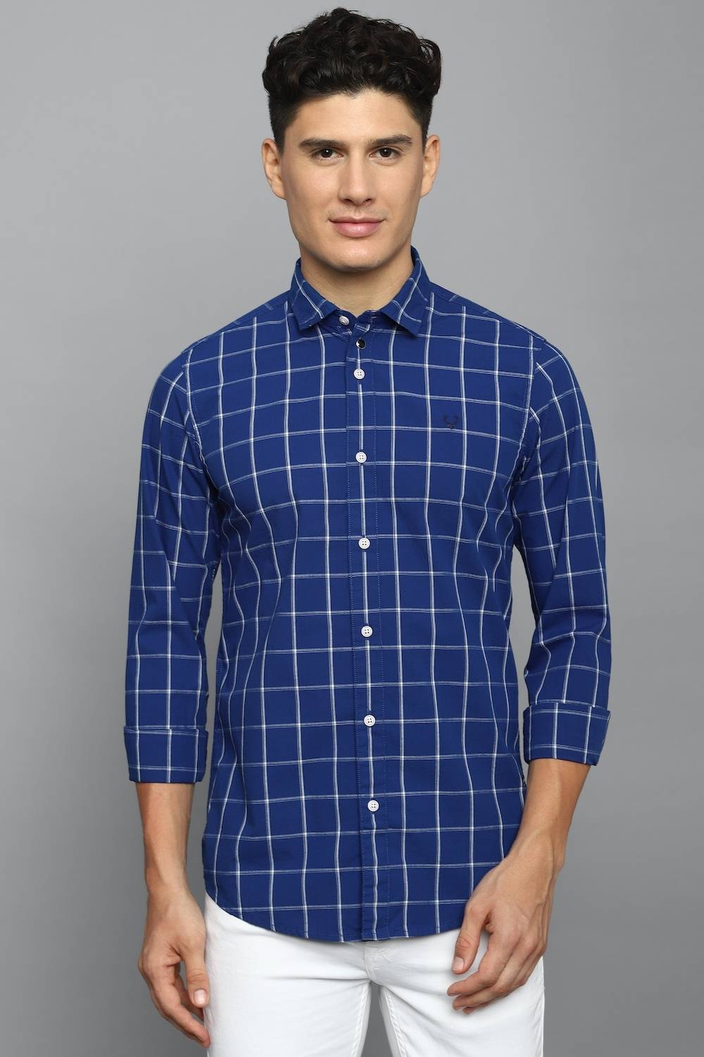 Allen Solly Men Checkered Casual Blue Shirt