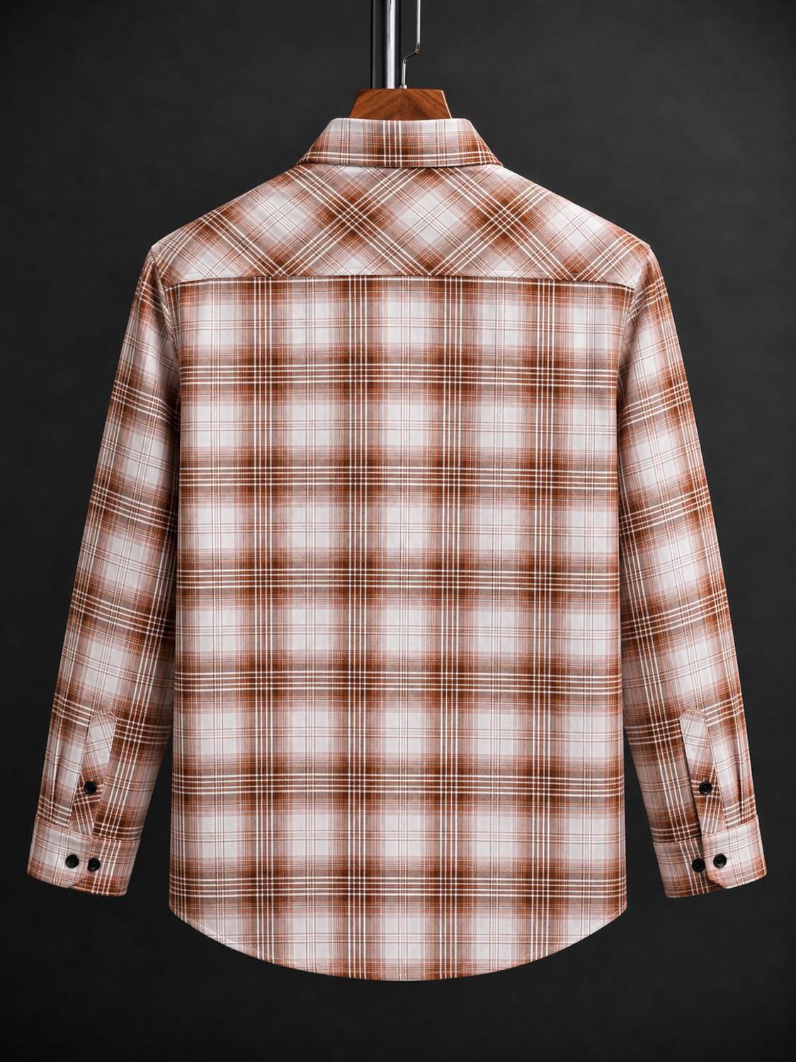 VELLOSTA Men Checkered Casual Brown Shirt - Image 2
