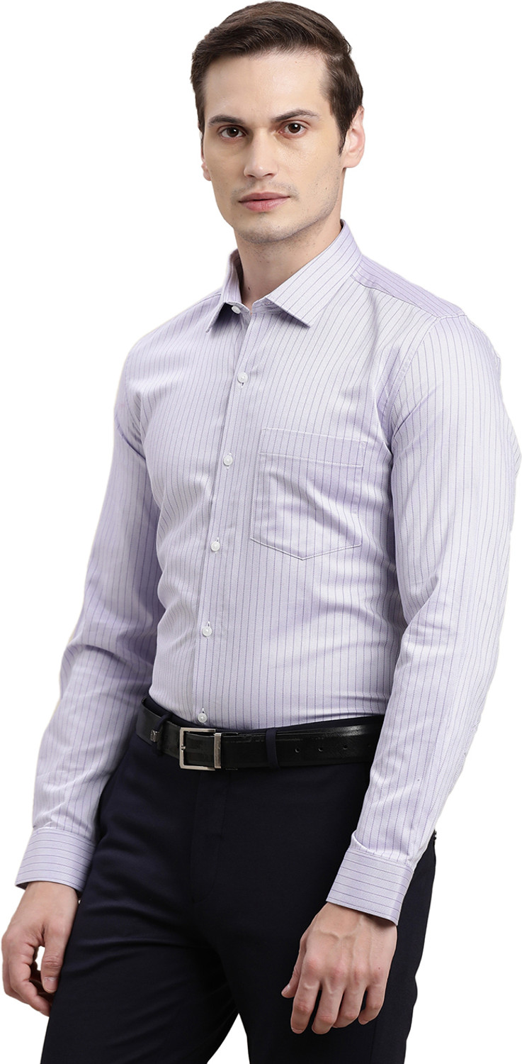 Image of TURTLE Men Striped Formal Purple Shirt