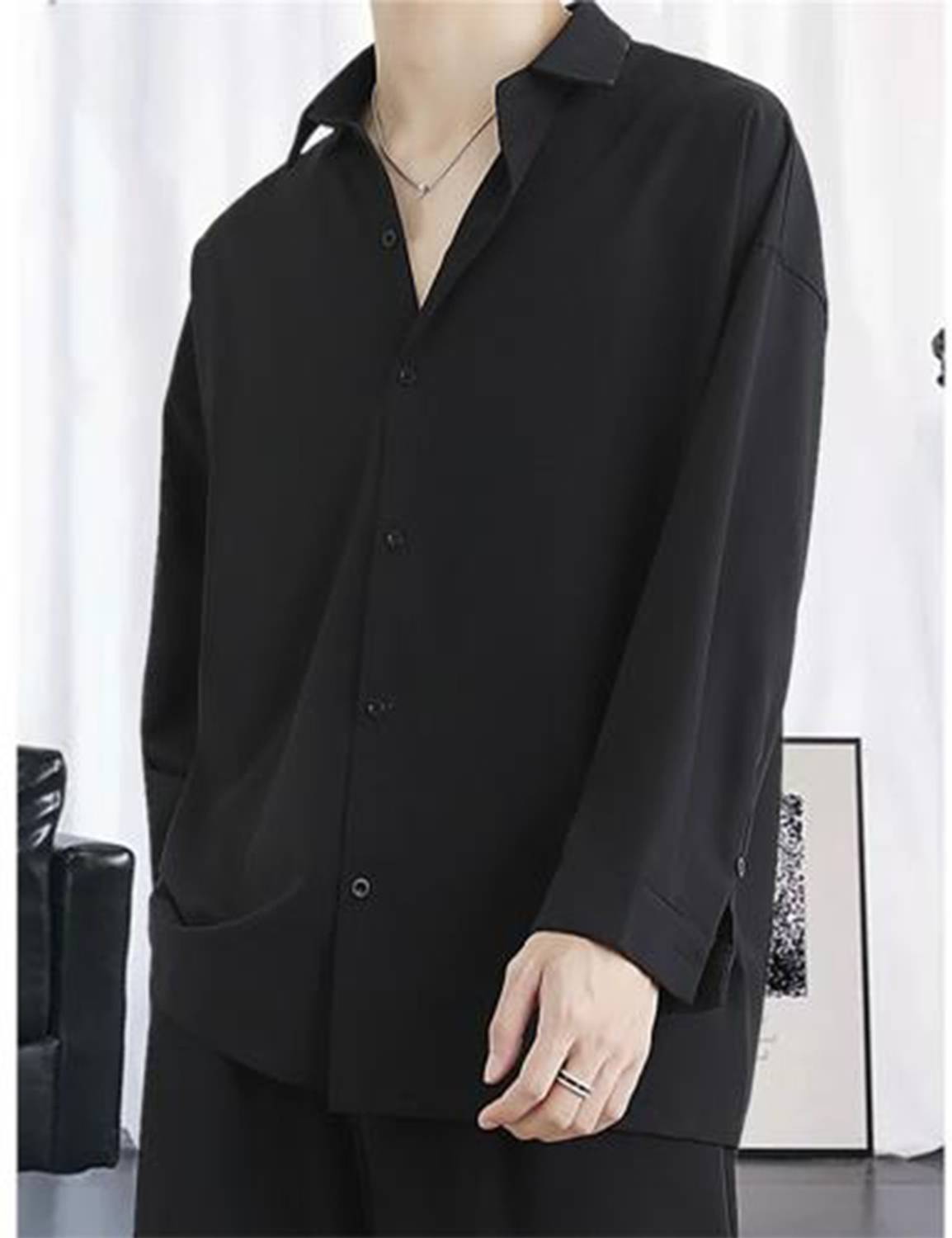 SHABIB Men Solid Casual Black Shirt - Image 2