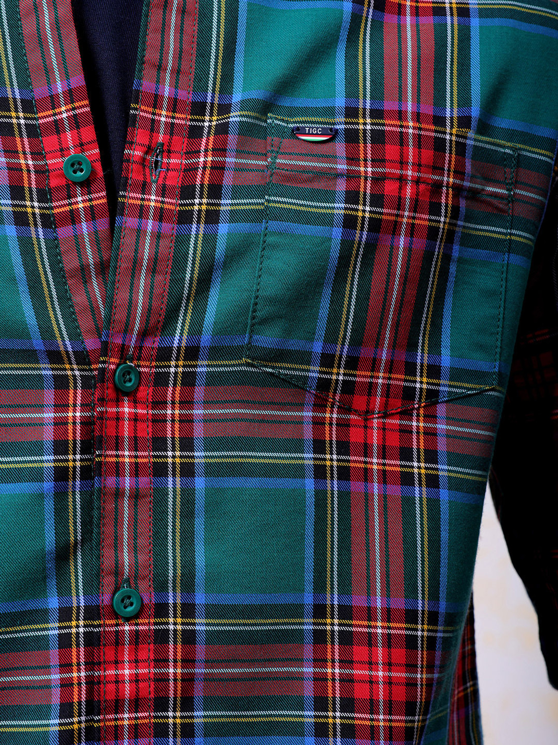 Image of The Indian Garage Co. Men Checkered Casual Green Shirt