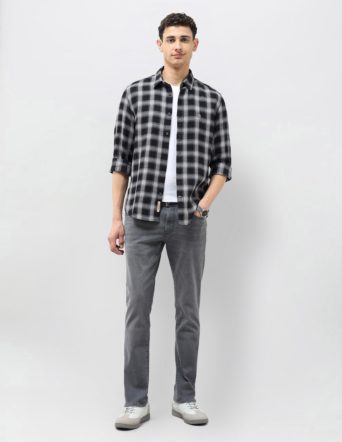 Image of U.S. Polo Assn. Denim Co. Men Checkered Casual Black Shirt