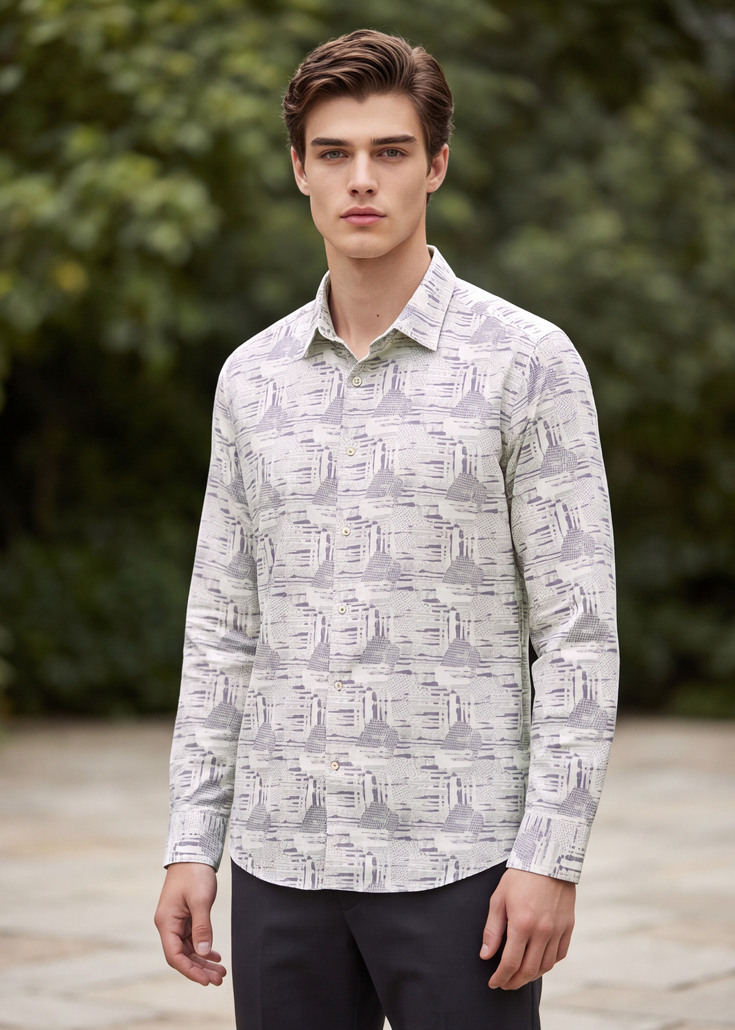 Image of KILLER Men Printed Casual Purple Shirt