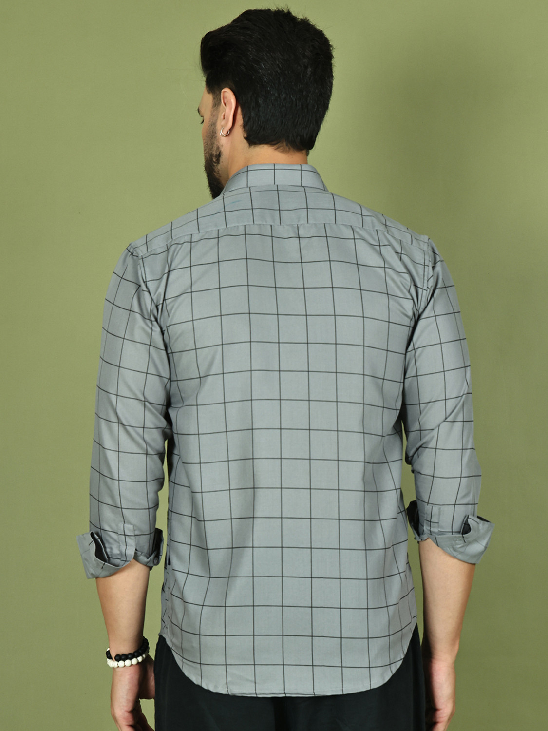 Image of Roadster Men Checkered Casual Grey Shirt
