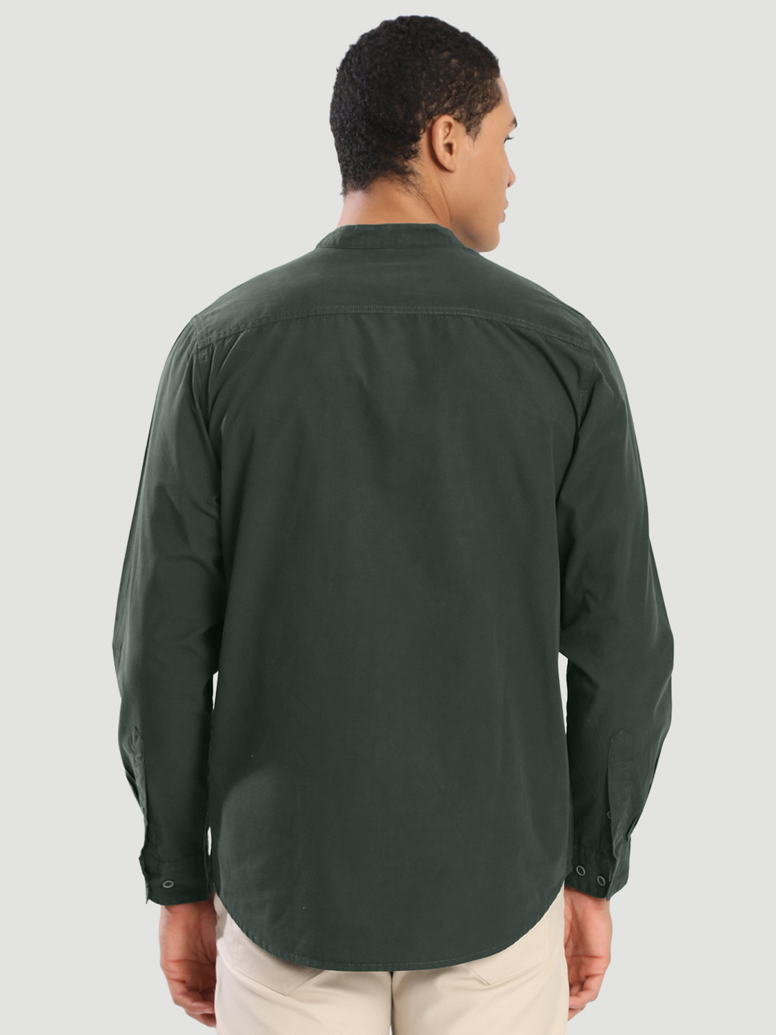 Image of Roadster Men Solid Casual Dark Green Shirt