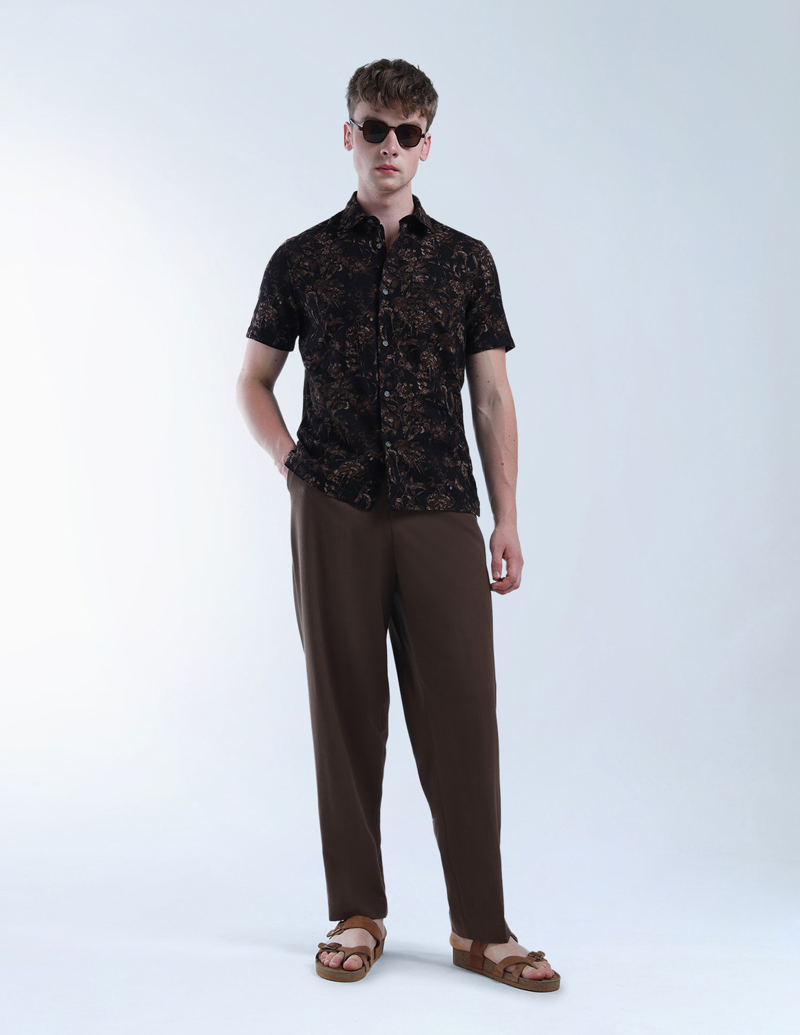 Image of FLYING MACHINE Men Printed Casual Black Shirt