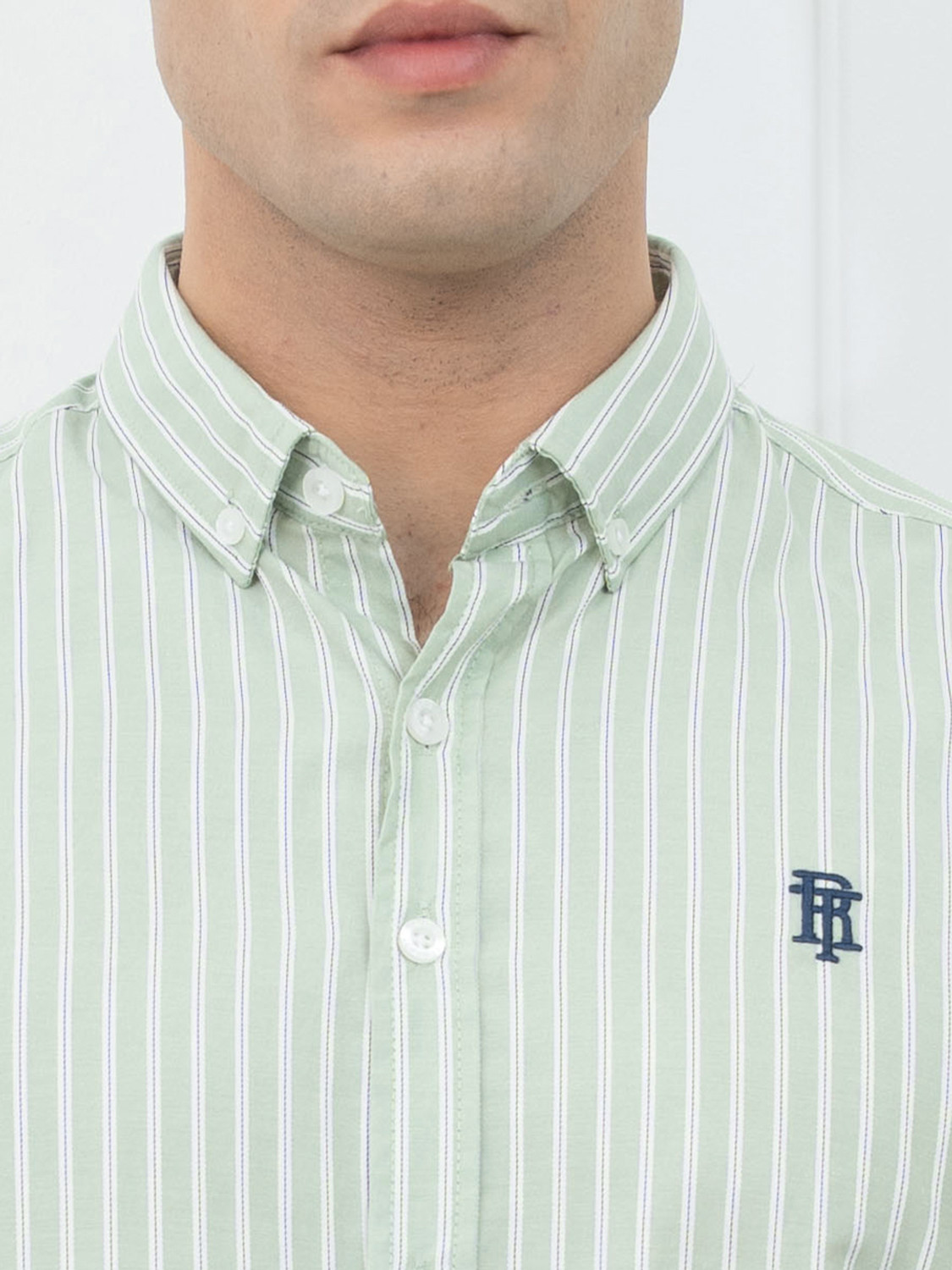 Image of RED TAPE Men Striped Casual Green Shirt