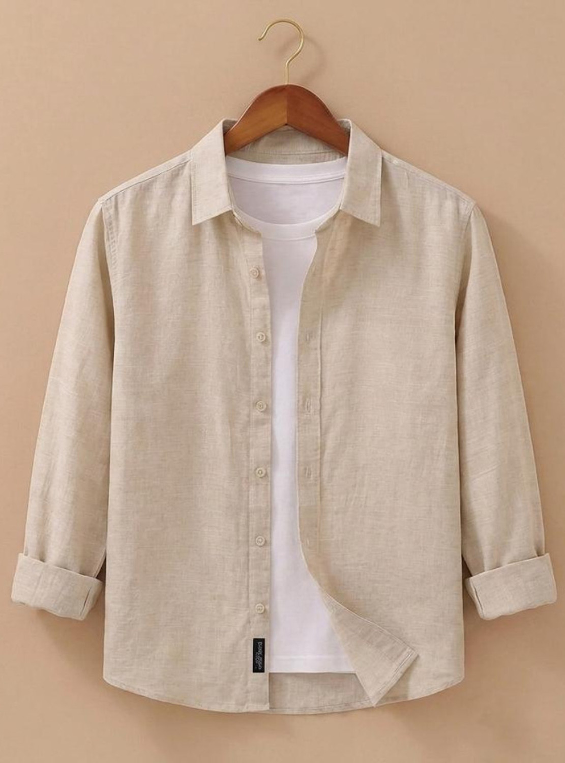Image of DEARISE Men Checkered Casual Cream Shirt