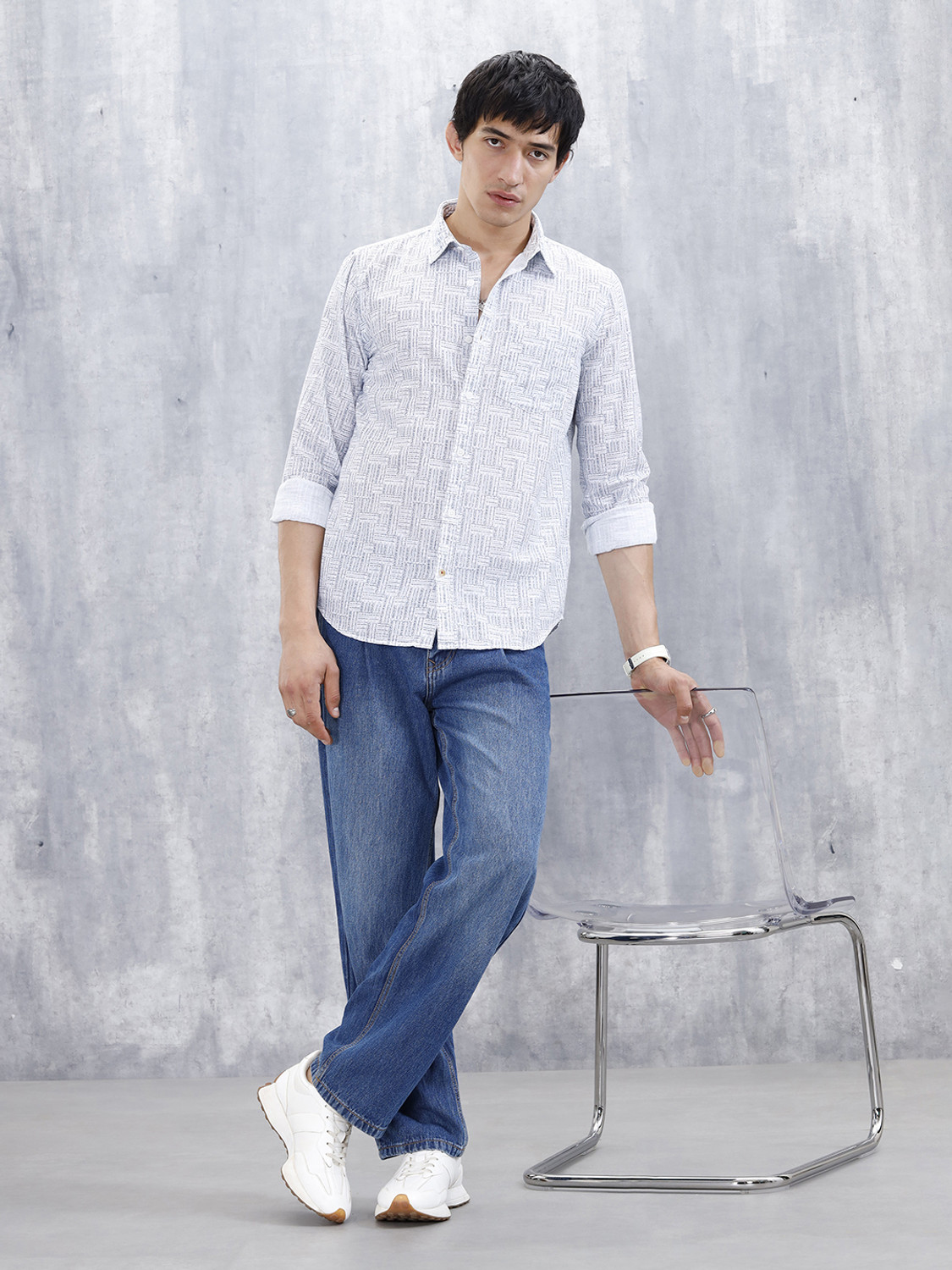 Image of WROGN Men Slim Fit Printed Casual Shirt