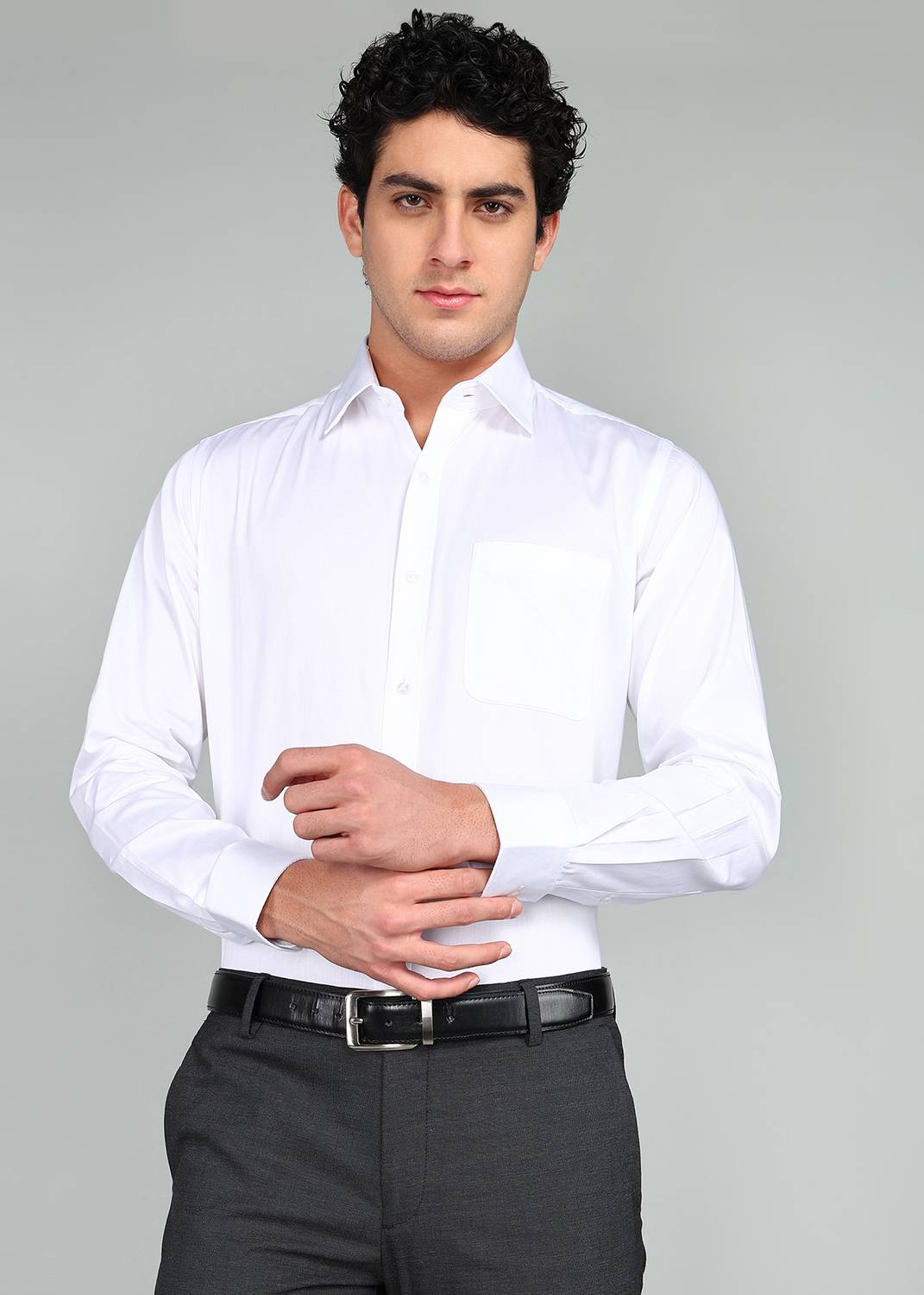 Raymond Men Solid Formal White Shirt
