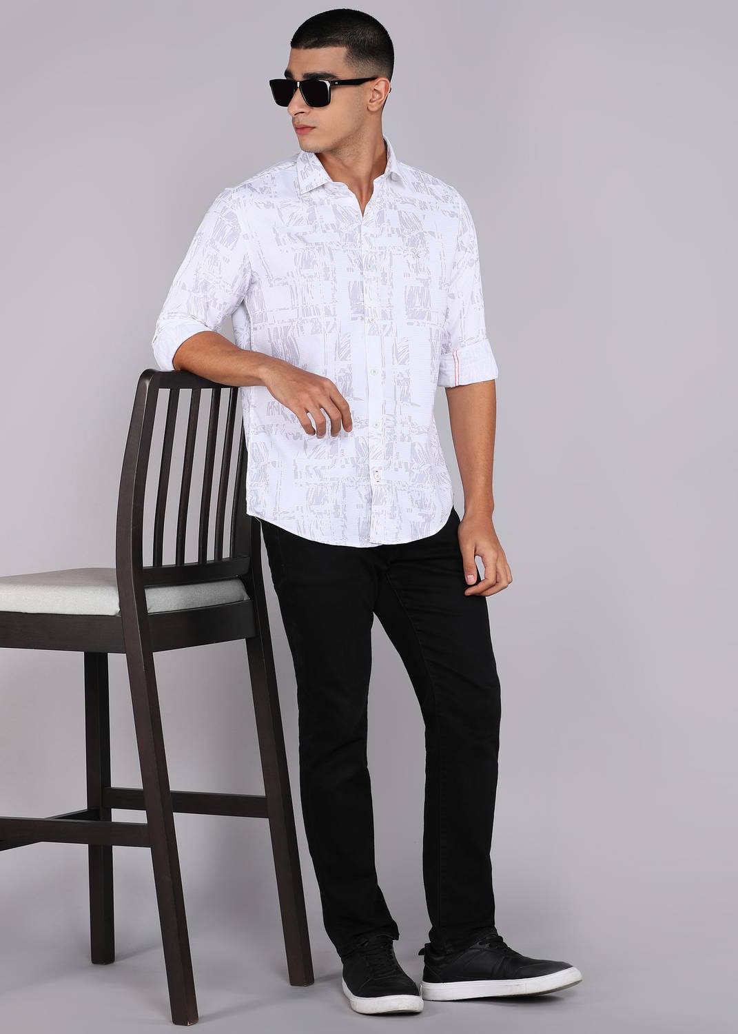 KILLER Men Printed Casual White, Grey Shirt - Buy KILLER Men