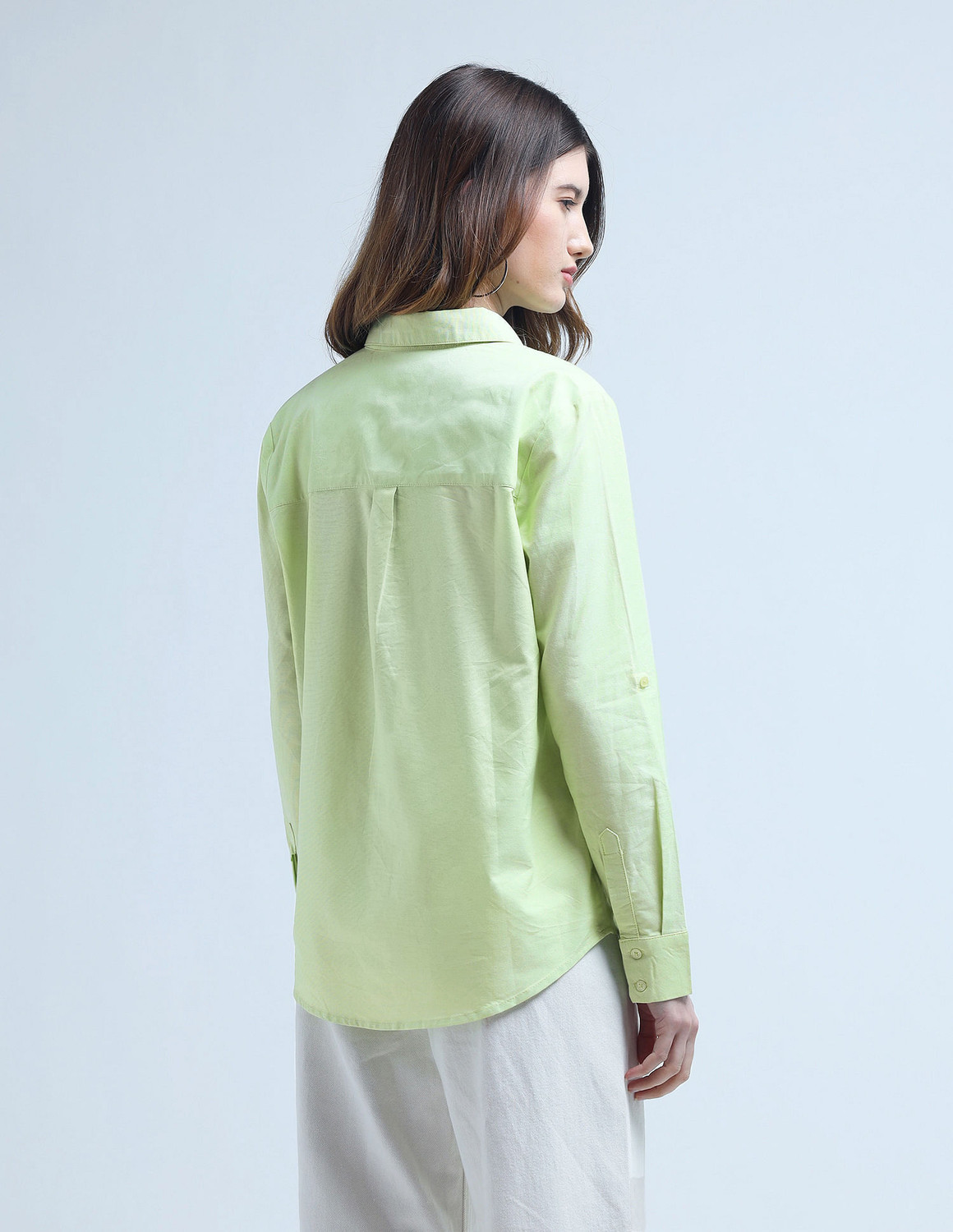 Image of U.S. POLO ASSN. Women Solid Casual Green Shirt