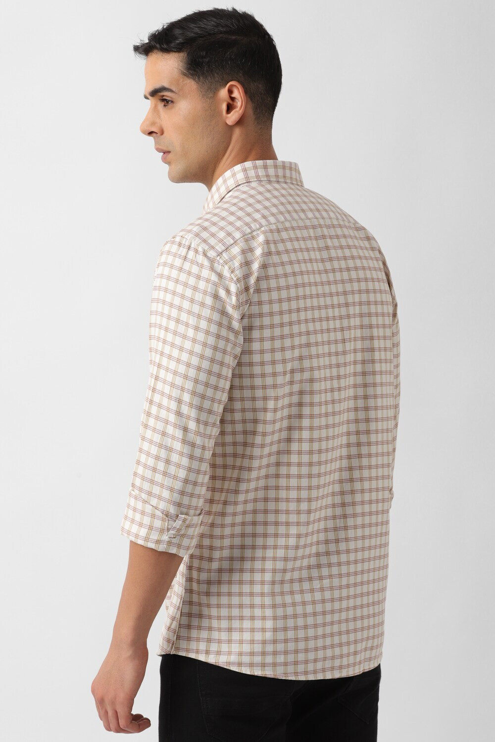 Image of PETER ENGLAND Men Checkered Casual Beige, White, Maroon Shirt