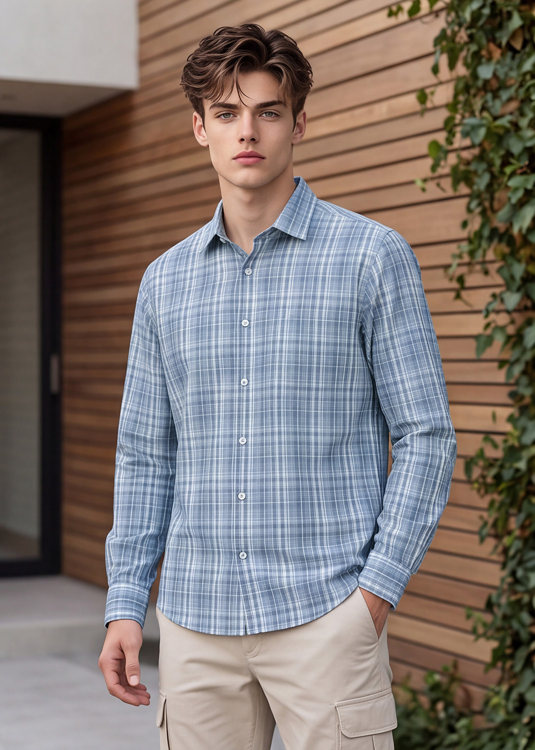 Image of KILLER Men Slim Fit Checkered Formal Shirt