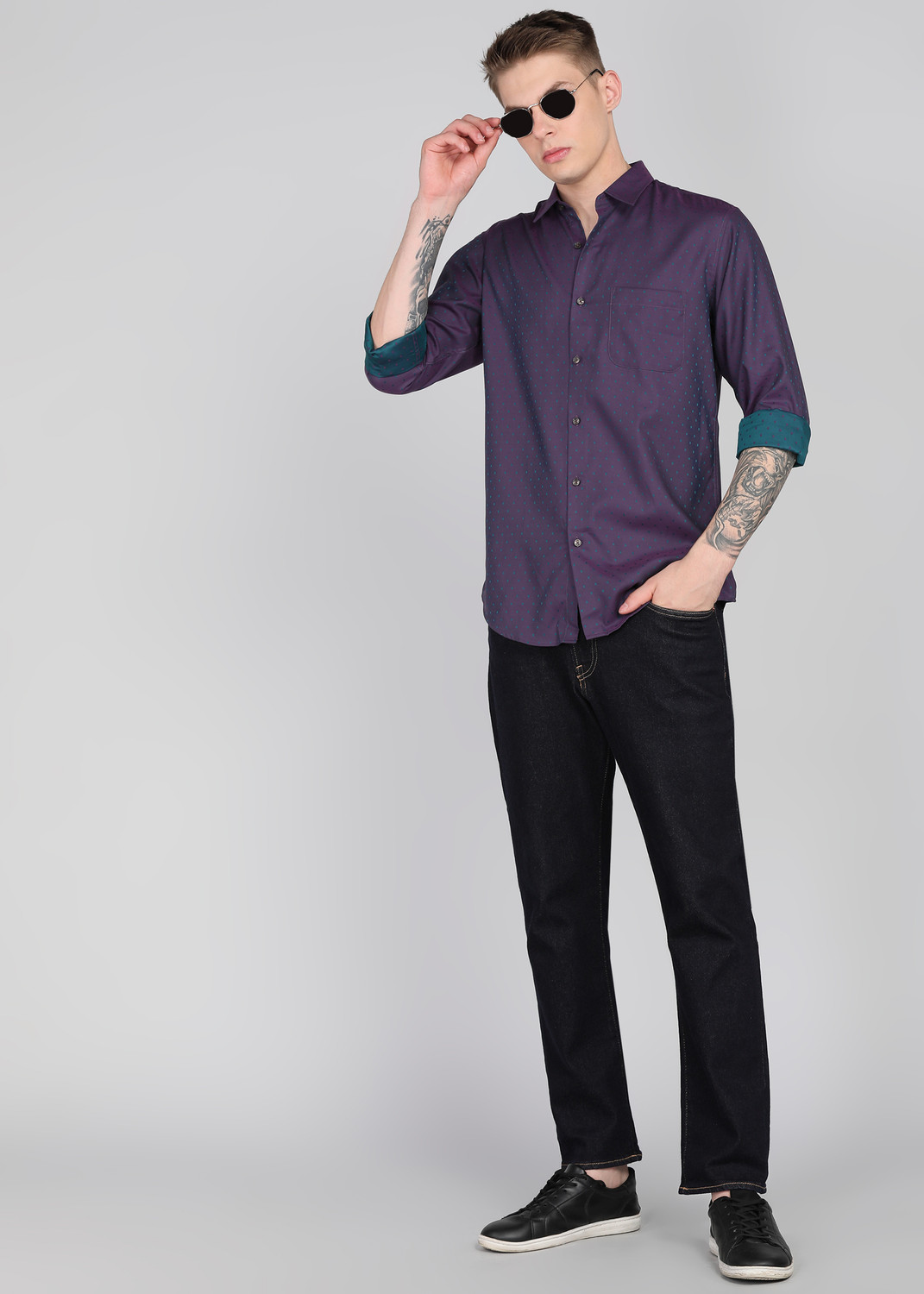Image of PETER ENGLAND Men Checkered Casual Purple Shirt