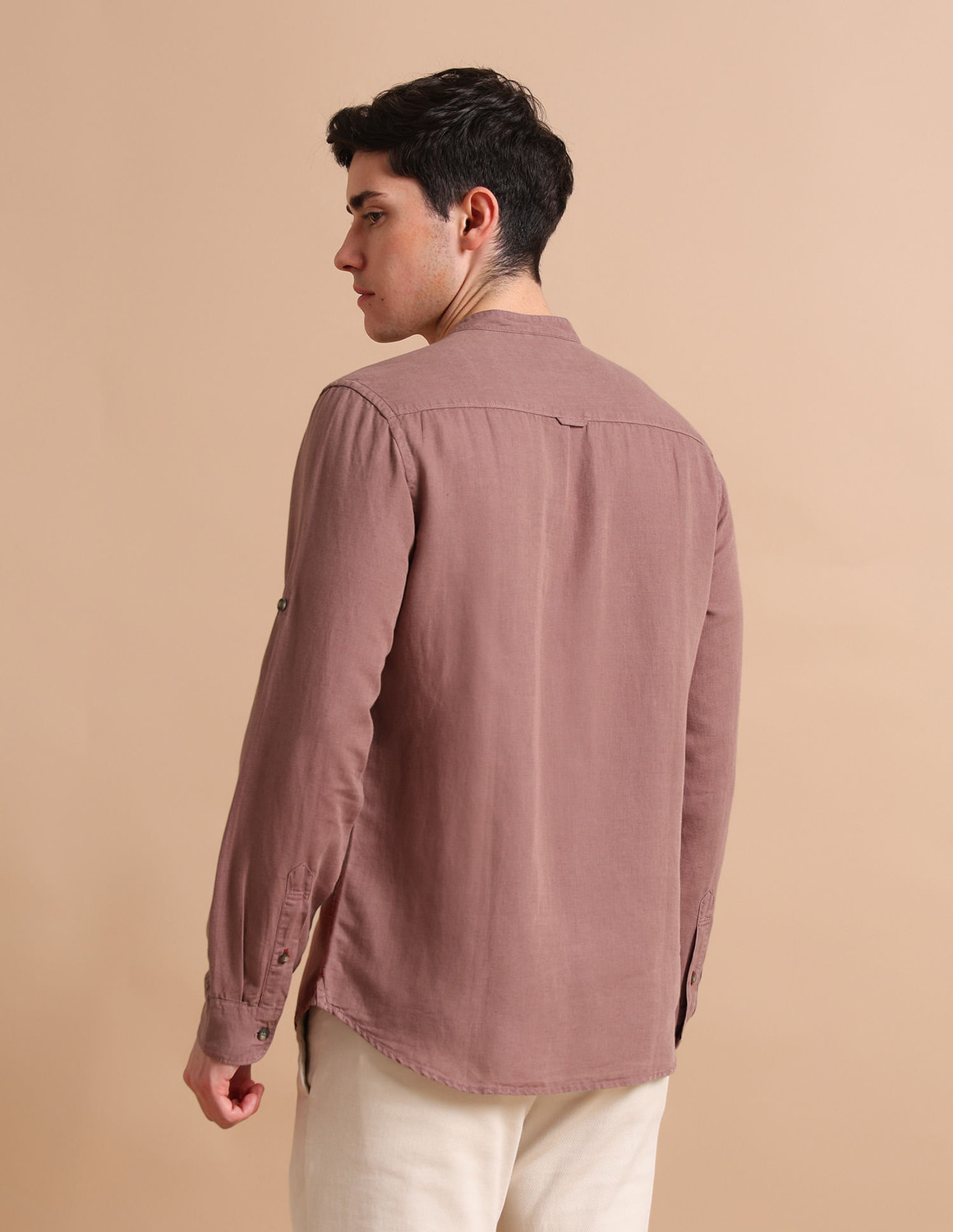 Image of U.S. POLO ASSN. Men Solid Casual Pink Shirt