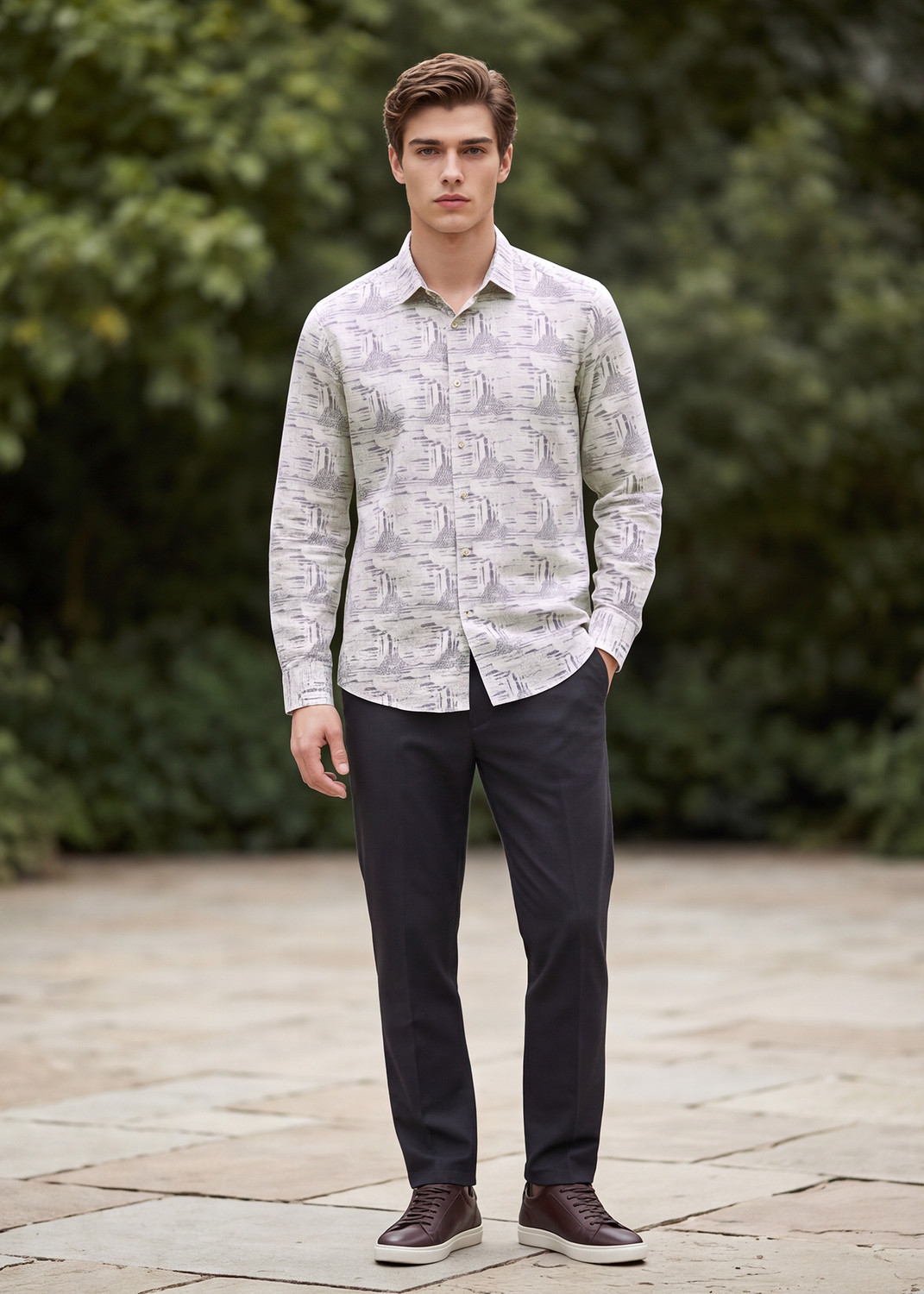Image of KILLER Men Printed Casual Purple Shirt