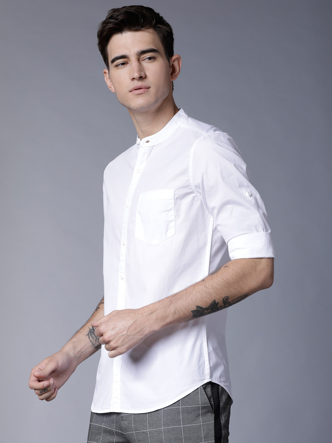 Image of HIGHLANDER Men Solid Casual White Shirt