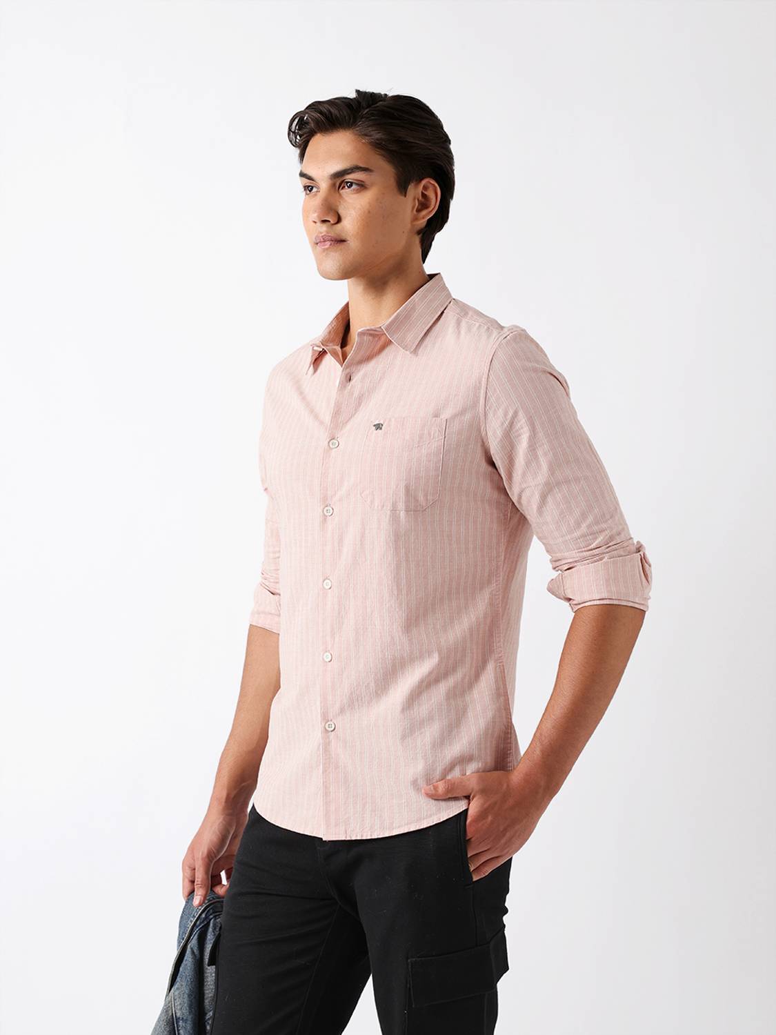 THE BEAR HOUSE Men Striped Pink Shirt - Image 3