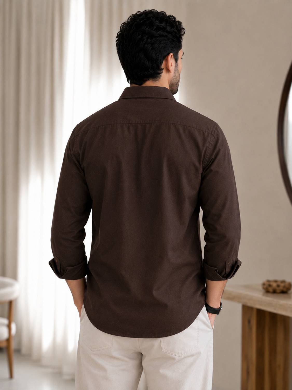 BROCON Men Solid Casual Brown Shirt - Image 2