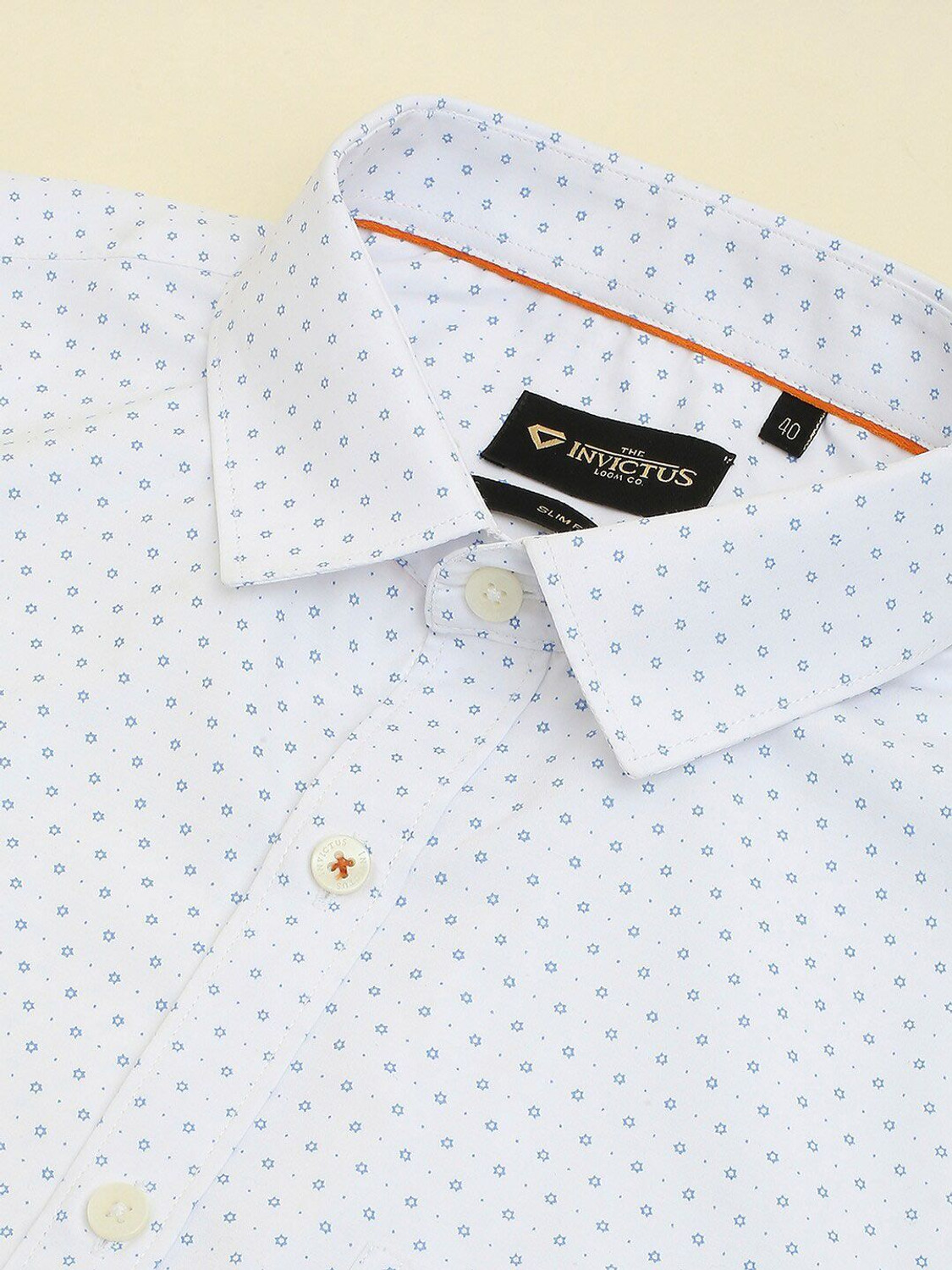 Image of INVICTUS Men Printed Formal White Shirt