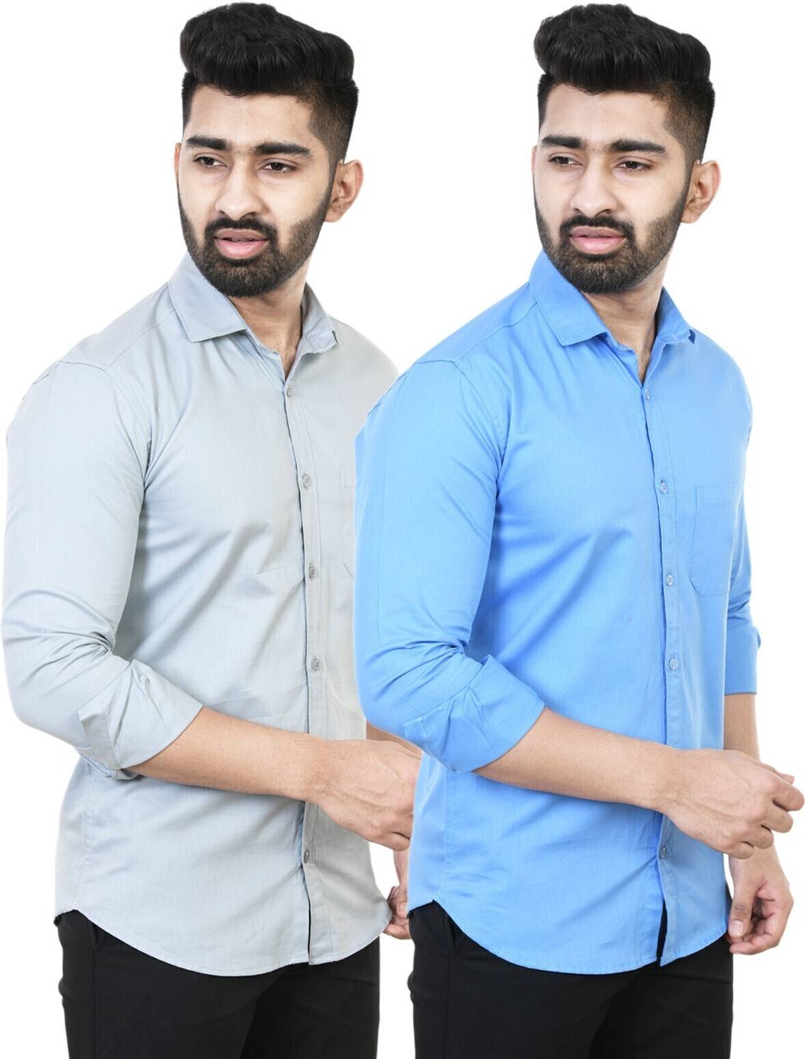 Feel high Men Regular Fit Solid Casual Shirt (Pack of 2)