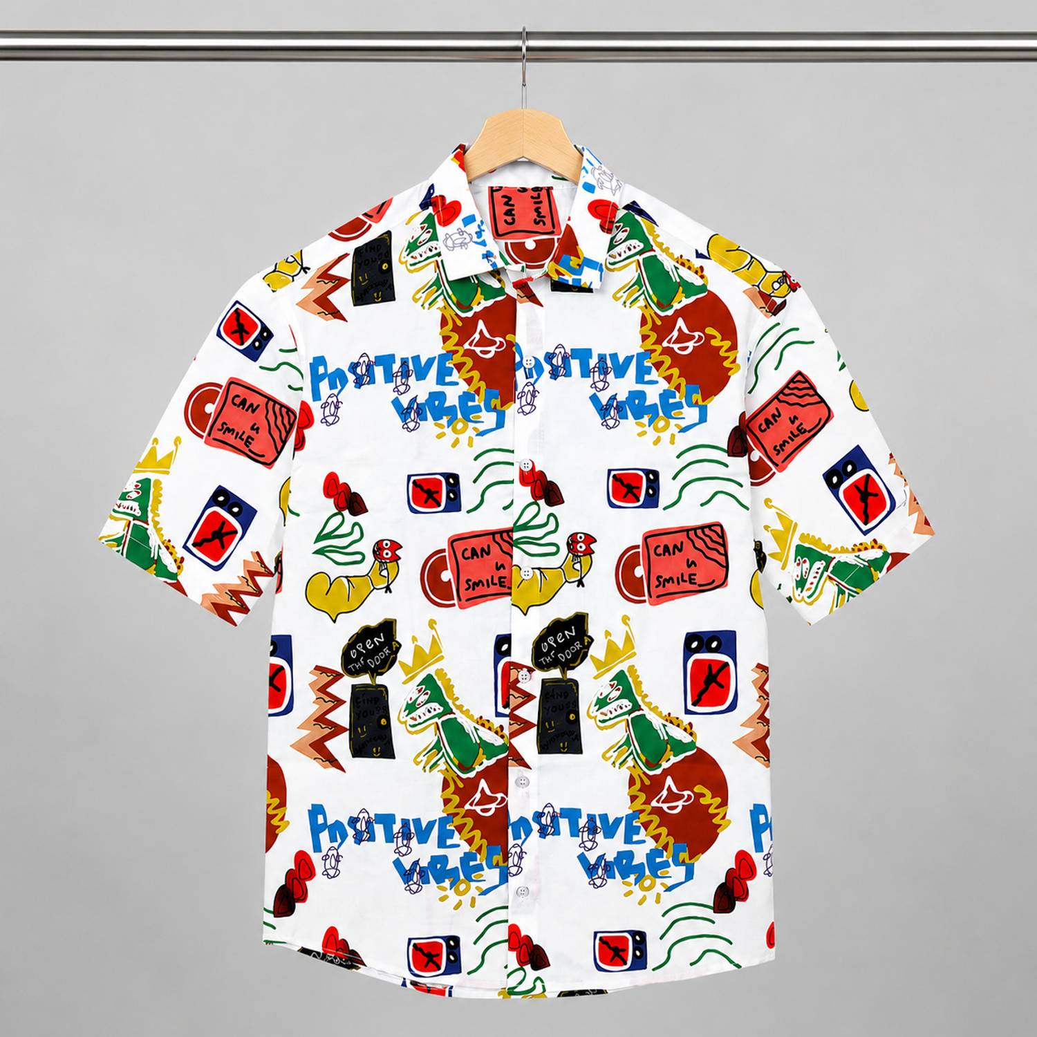 AKSK Men & Women Printed Casual White Shirt