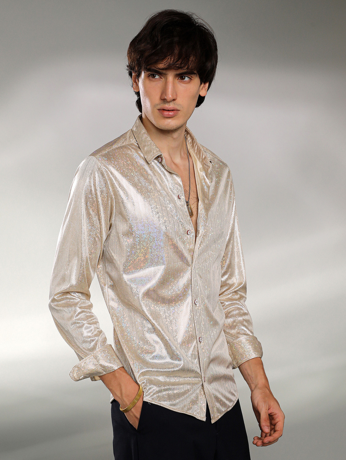 Image of CAMPUS SUTRA Men Embellished Casual Beige Shirt