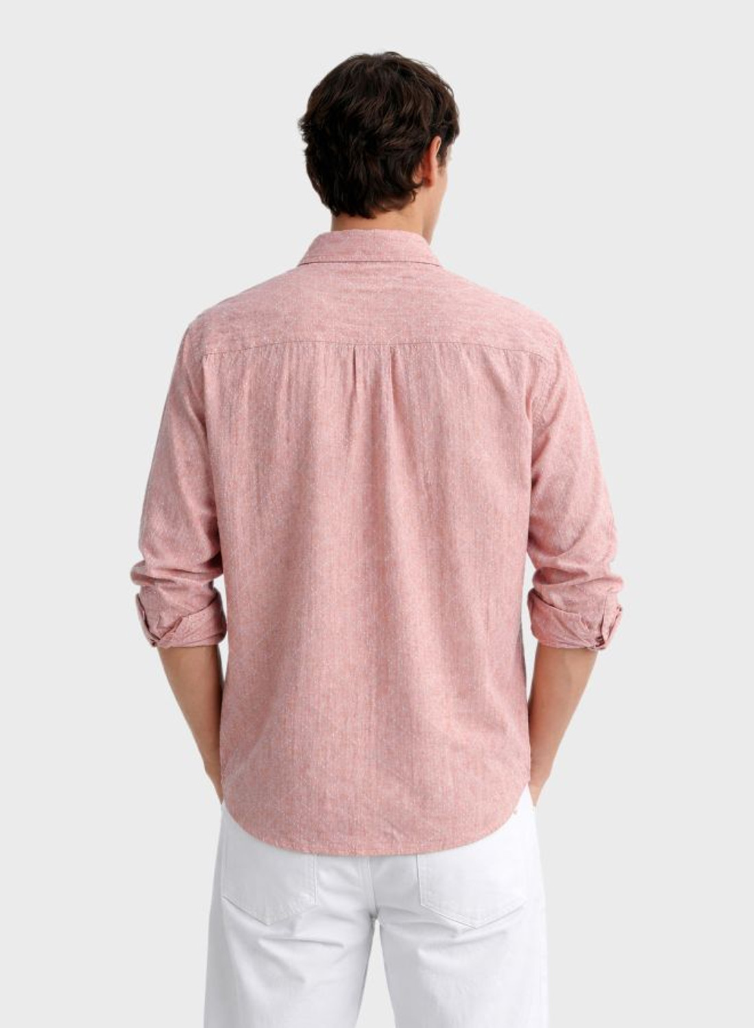 Image of The Indian Garage Co. Men Self Design Casual Pink Shirt