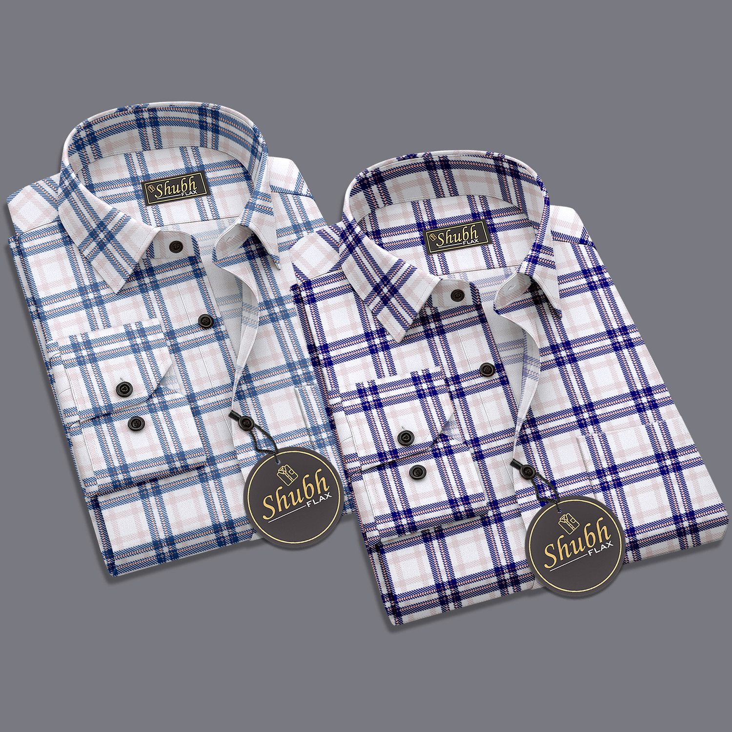 Image of SHUBHFLAX Men Checkered Casual Multicolor Shirt