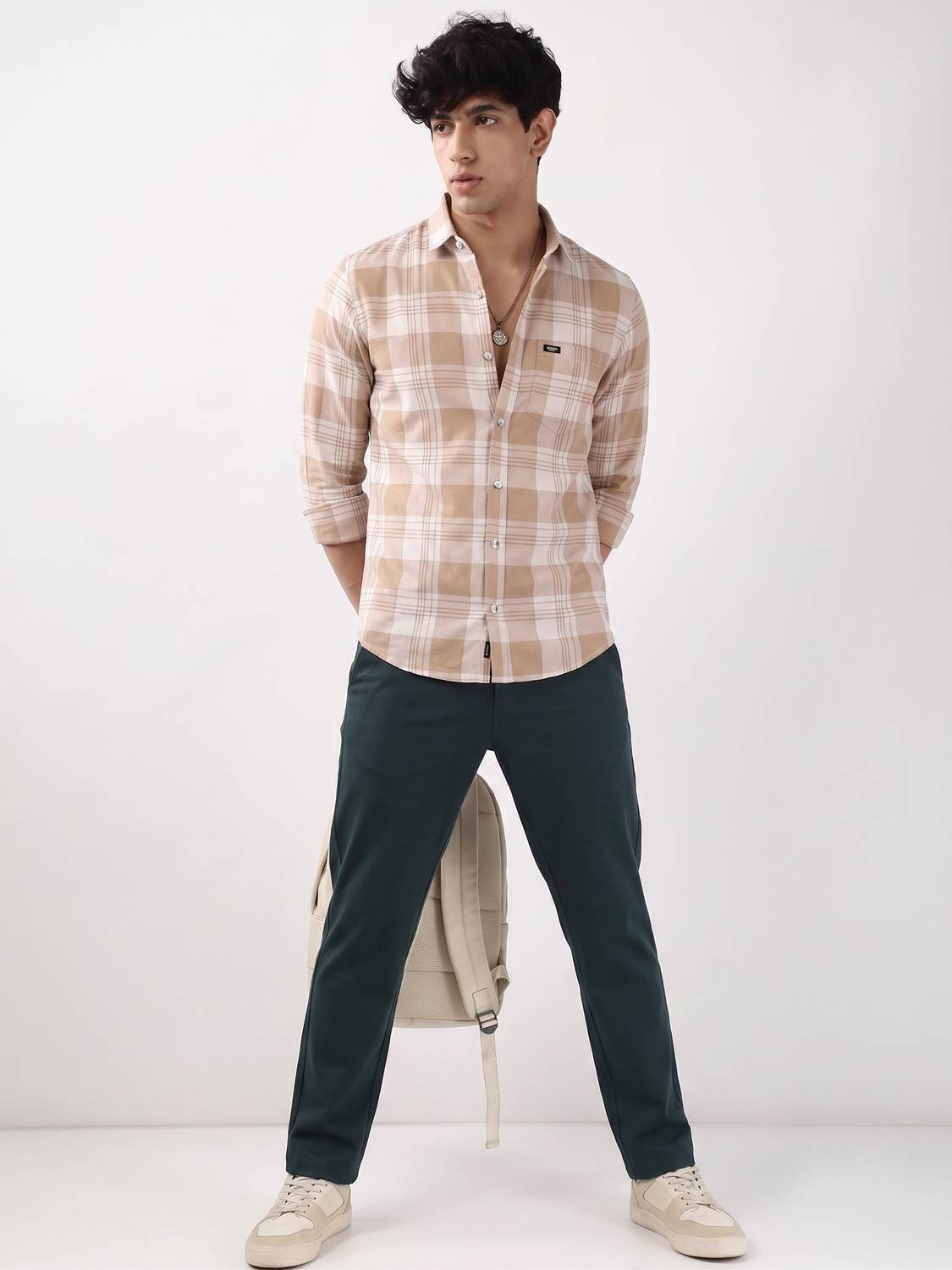 METRONAUT Men Checkered Casual Brown Shirt - Image 5